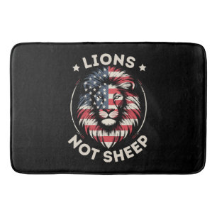 USA FLAG , LIONS NOT SHEEP BATH MAT