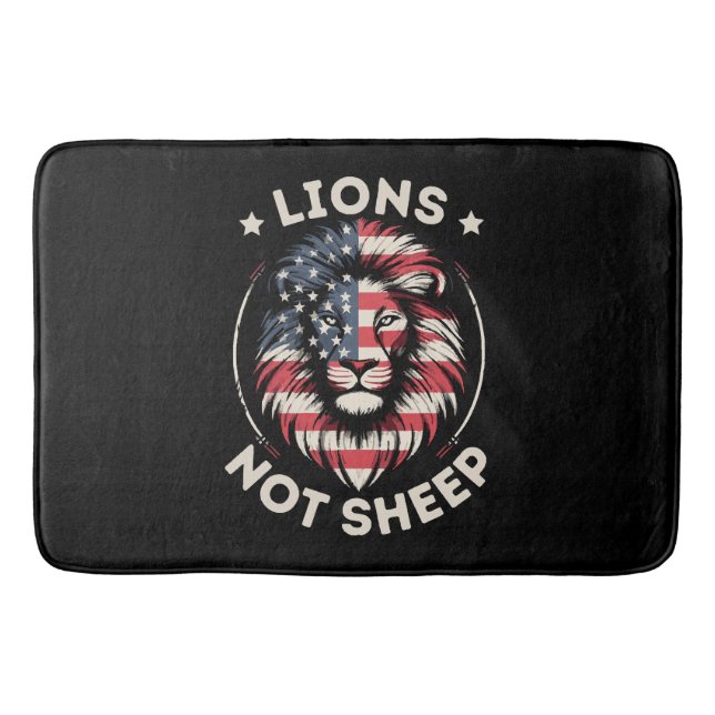 USA FLAG , LIONS NOT SHEEP BATH MAT (Front)