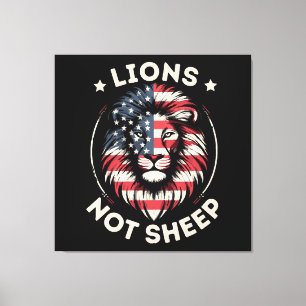 USA FLAG , LIONS NOT SHEEP CANVAS PRINT