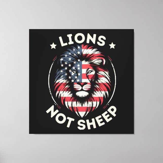 USA FLAG , LIONS NOT SHEEP CANVAS PRINT (Front)