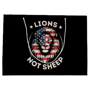 USA FLAG , LIONS NOT SHEEP LARGE GIFT BAG