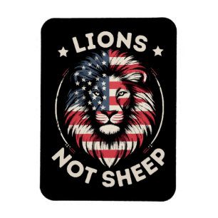 USA FLAG , LIONS NOT SHEEP MAGNET