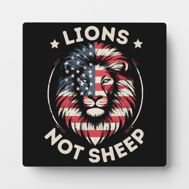 USA FLAG , LIONS NOT SHEEP PLAQUE (Front)