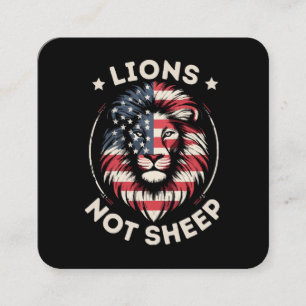 USA FLAG , LIONS NOT SHEEP SQUARE BUSINESS CARD