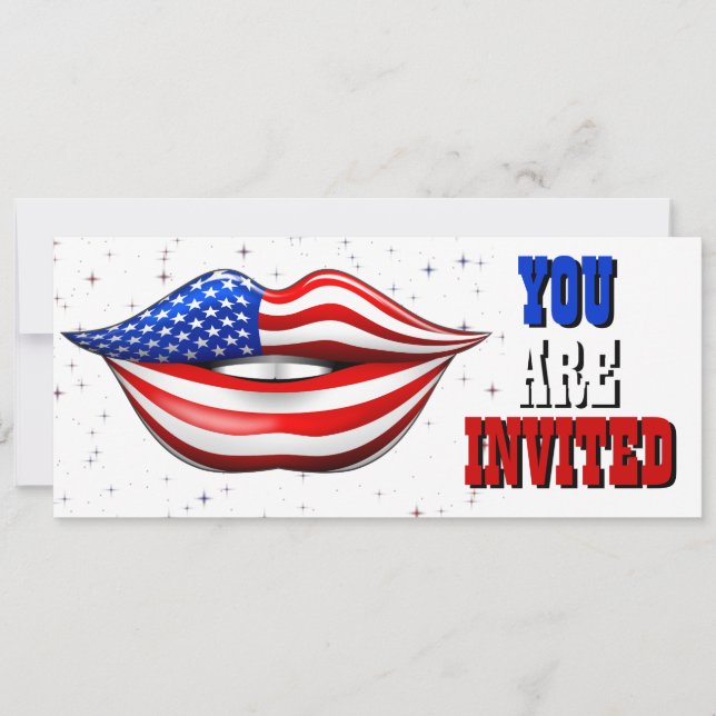 USA Flag Lipstick sur la carte d'invitation des lè (Devant)
