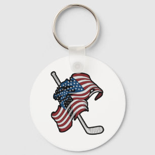 Usa Flag Made Of Hockey Sticks Keychain