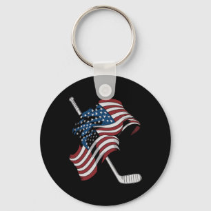 Usa Flag Made Of Hockey Sticks Keychain