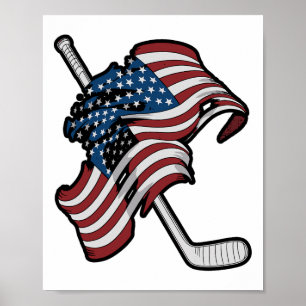 Usa Flag Made Of Hockey Sticks Poster
