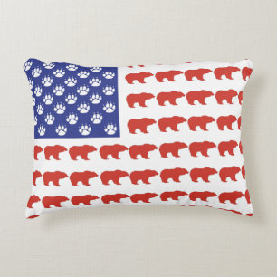 USA Flag Made up of Grizzly Bears Accent Pillow
