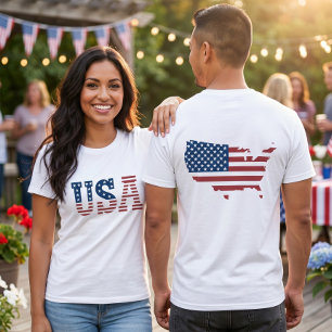USA Flag Map Patriotic T-Shirt