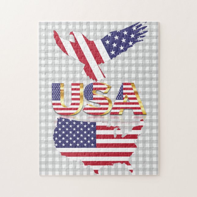 USA Flag Map Puzzle American Eagle (Vertical)