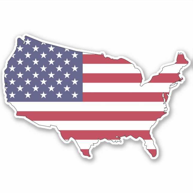 USA Flag Map Red Blue Stripes (Front)