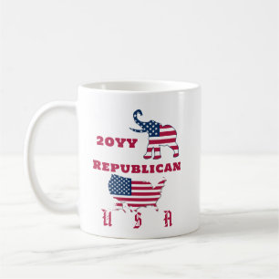 USA Flag Map Republican Party Elephant Election Coffee Mug