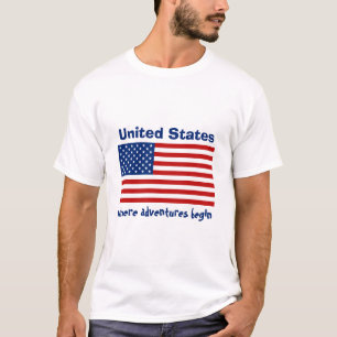 USA Flag + Map + Text T-Shirt