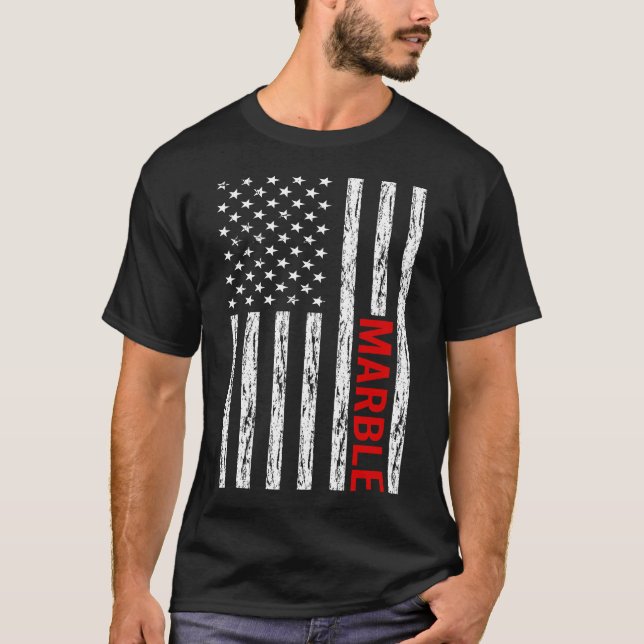 USA Flag Marble Marbles T-Shirt (Front)