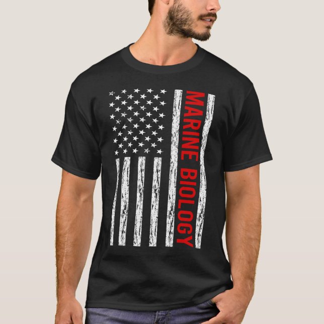 USA Flag Marine Biology Biologist T-Shirt (Front)