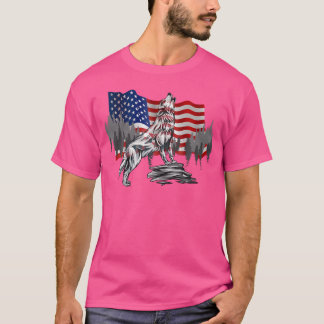 Usa Flag Meets Wolf T-Shirt