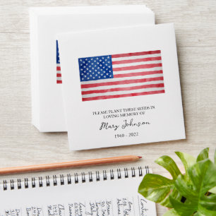 USA Flag Memorial Funeral Seed Envelope