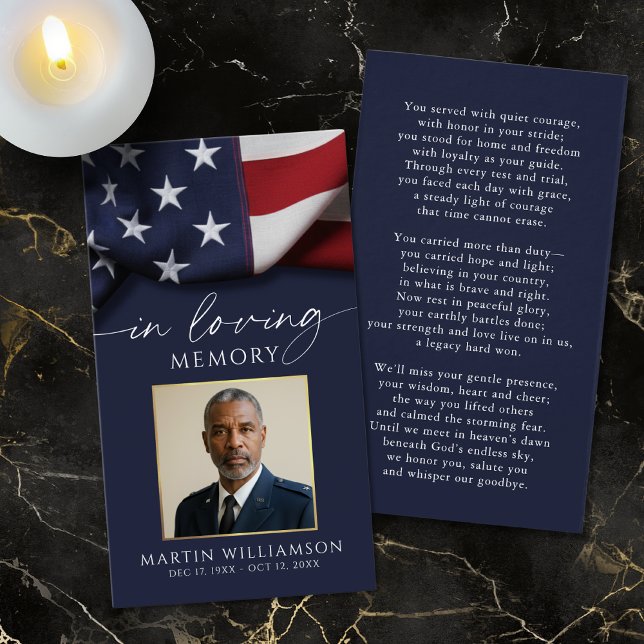 USA Flag Military Photo Funeral Prayer Card (Creator Uploaded)