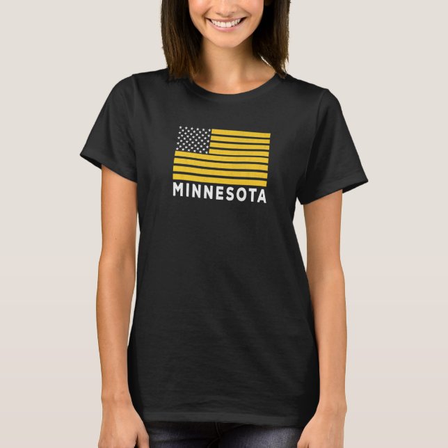 USA Flag Minnesota Purple & Yellow Minnesota Ameri T-Shirt (Front)