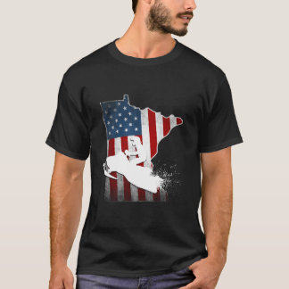 Usa Flag Minnesota Snowmobile T-Shirt