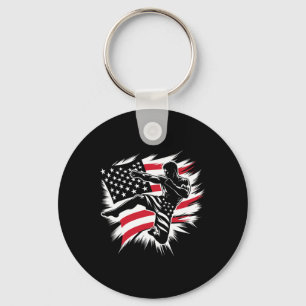 Usa Flag Mma Mixed Martial Arts American Kickboxin Keychain