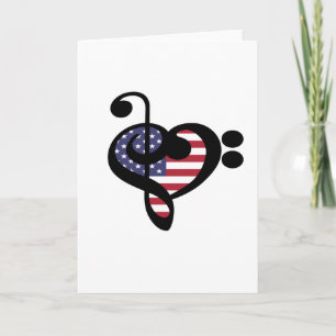 USA Flag Music Heart - American Pride Musician Card