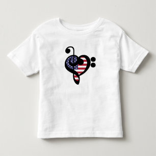 USA Flag Music Heart - American Pride Musician Toddler T-shirt