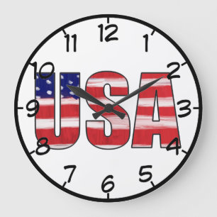 USA Flag Numbered Large Clock