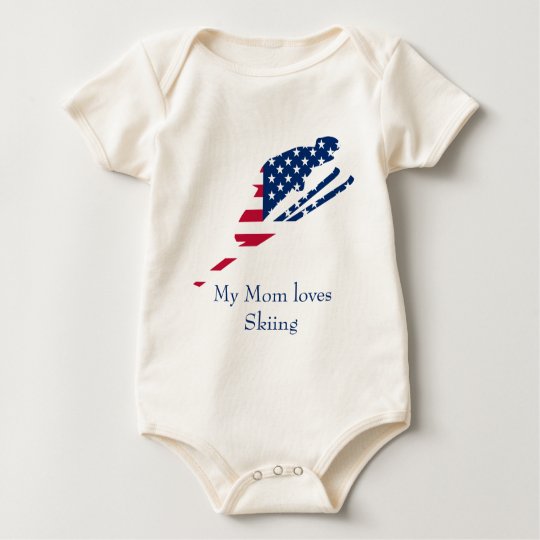 USA Flag of America Skiing American Baby Bodysuit