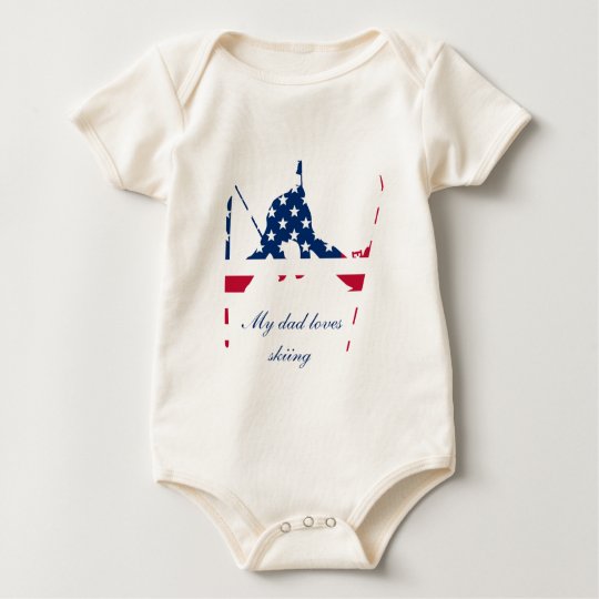 USA Flag of America Skiing American Baby Bodysuit