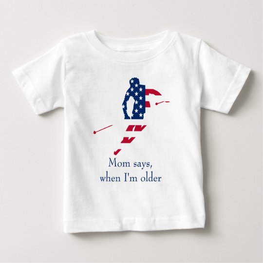 USA Flag of America Skiing American Baby T-Shirt