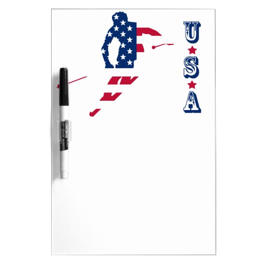 USA Flag of America Skiing American Dry Erase Board