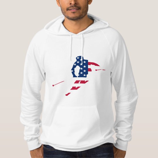 USA Flag of America Skiing American Hoodie
