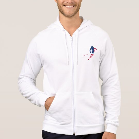 USA Flag of America Skiing American Hoodie
