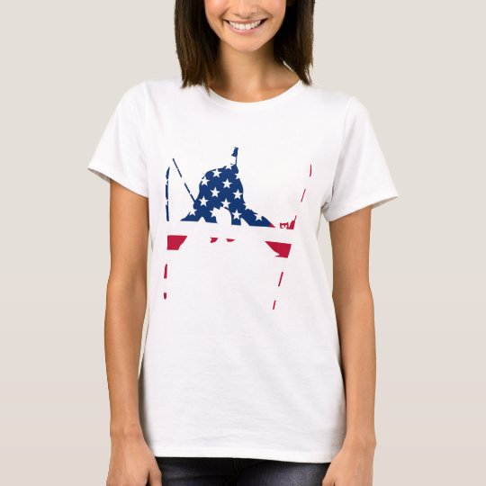 USA Flag of America Skiing American T-Shirt