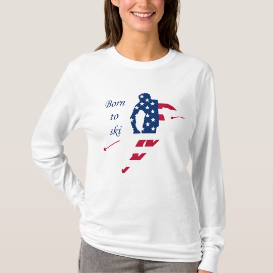USA Flag of America Skiing American T-Shirt