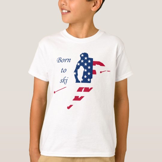 USA Flag of America Skiing American T-Shirt