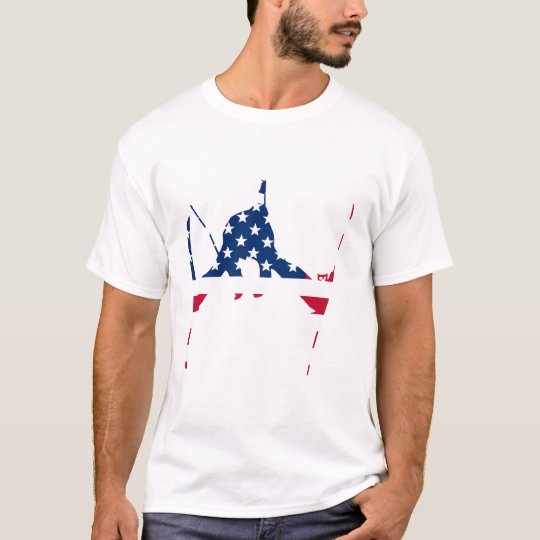 USA Flag of America Skiing American T-Shirt