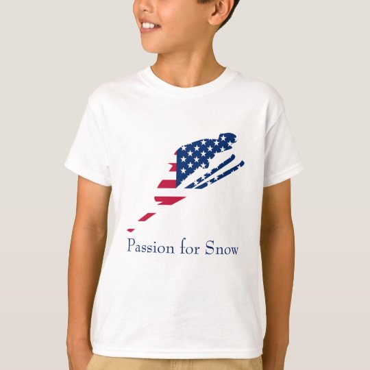 USA Flag of America Skiing American T-Shirt