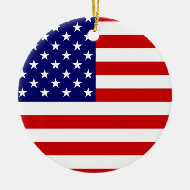 USA Flag orncnt Ceramic Ornament (Front)