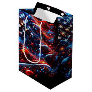 USA Flag Paint Splatter Abstract Medium Gift Bag