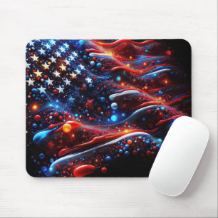 USA Flag Paint Splatters Mouse Pad