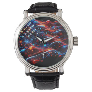 USA Flag Paint Splatters  Watch