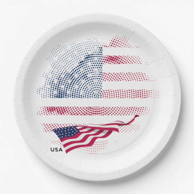USA flag Paper Plate (Front)