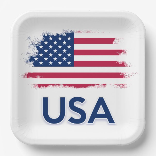 USA Flag   Paper Plate (Front)