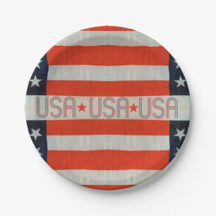 USA Flag Paper Plate