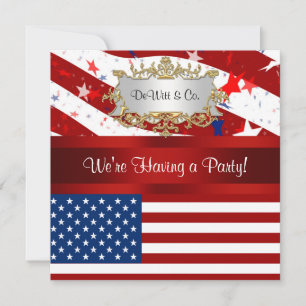USA Flag Party Invitation Red White Blue