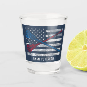 USA Flag Patriot Personalized Vintage Sports Shot Glass
