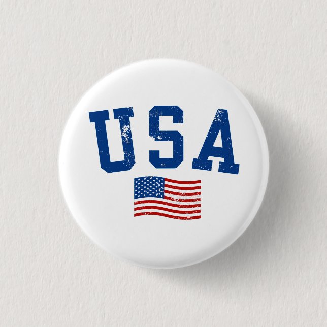 USA Flag Patriotic 4th of july 1 Inch Round Button (Front)